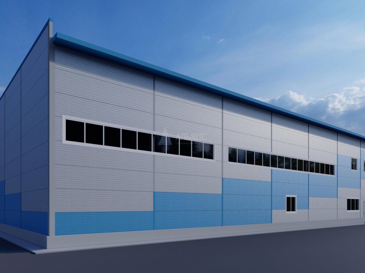 3D визуализация Склад с АБК из сэндвич панелей - фото 2