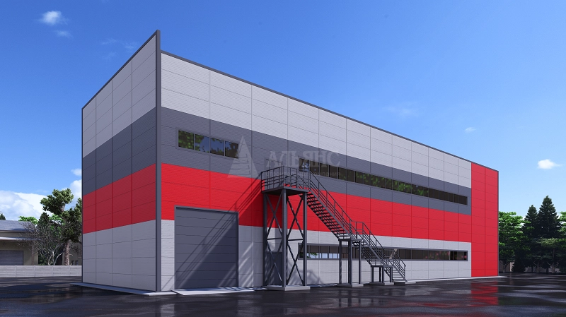 3D визуализация Производственное здание из сэндвич-панелей  - фото 4
